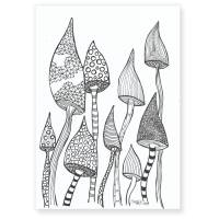 Elegante handgezeichnete Crazy Flowers, mit Fineliner auf Künstlerpapier, ungerahmtes Schwarz-Weiss im unverwechselbaren Bild 2