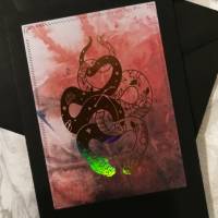 Grußkarte "Snakes" mit Schlangen-Motiv und holografischen Foliendruck Karte in A6 mit Briefumschlag C6 schwarz Bild 3