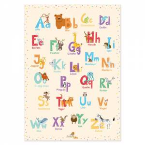 ABC Poster mit Tier Alphabet | fürs Kinderzimmer, Kindergarten & Grundschule | orange A3 Größe | CreativeRobin Bild 1
