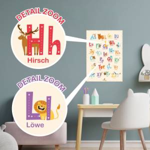 ABC Poster mit Tier Alphabet | fürs Kinderzimmer, Kindergarten & Grundschule | orange A3 Größe | CreativeRobin Bild 2