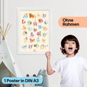 ABC Poster mit Tier Alphabet | fürs Kinderzimmer, Kindergarten & Grundschule | orange A3 Größe | CreativeRobin Bild 3