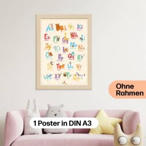 ABC Poster mit Tier Alphabet | fürs Kinderzimmer, Kindergarten & Grundschule | orange A3 Größe | CreativeRobin Bild 8