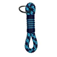 Schlüsselanhänger handgefertigt, dunkelblau, türkis mit dunkelblauem Leder, personalisiert ist möglich Bild 3