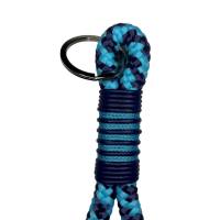 Schlüsselanhänger handgefertigt, dunkelblau, türkis mit dunkelblauem Leder, personalisiert ist möglich Bild 4
