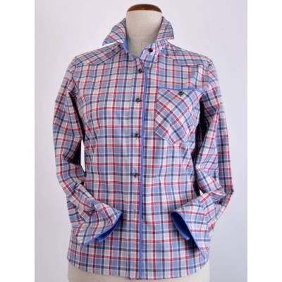  Damen Hemdbluse | Karo Grau/Rot/Hellgrau |