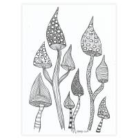 Einzigartiges Blumendesign mit Fineliner auf Künsterpapier, Crazy Flowers als Schwarz- Weiss Kunstwerke, ungerahmt Bild 2