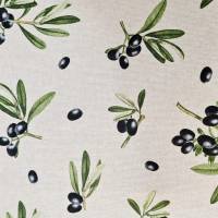 Stoff Baumwollstoff natur "Oliven" Mediterran Bild 1