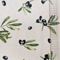 Stoff Baumwollstoff natur "Oliven" Mediterran Bild 4