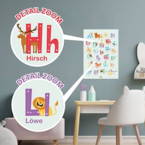 ABC Poster mit Tier Alphabet | Fürs Kinderzimmer, Kindergarten & Grundschule | A3 Größe | CreativeRobin Bild 3