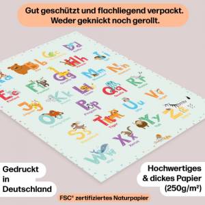 ABC Poster mit Tier Alphabet | Fürs Kinderzimmer, Kindergarten & Grundschule | A3 Größe | CreativeRobin Bild 4