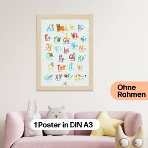 ABC Poster mit Tier Alphabet | Fürs Kinderzimmer, Kindergarten & Grundschule | A3 Größe | CreativeRobin Bild 8