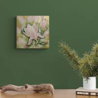 EDLE MAGNOLIEN - wunderschönes Blütenbild 30cm x 30cm, mit Strukturpaste und Glitter auf Galeriekeilrahmen Bild 2