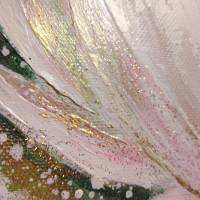 EDLE MAGNOLIEN - wunderschönes Blütenbild 30cm x 30cm, mit Strukturpaste und Glitter auf Galeriekeilrahmen Bild 9