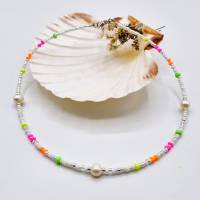 Süsswasserperlenkette, Süßwasserperlen Kette, bunte Perlenkette, Halskette mit Perlen, sommerliche Halskette Bild 1
