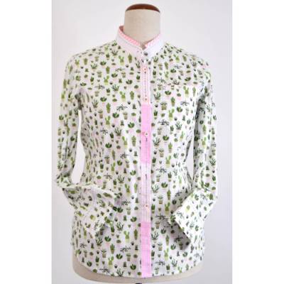 Damen Hemdbluse | Motiv Kleiner Kaktus Typ-3 |