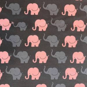Jersey Elefantenparade rosa auf grau Bild 1