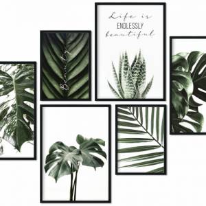 CreativeRobin Poster Set als Wohnzimmer Deko | 4x A3 + 2x A4 Wandbilder Collage » Eukalyptus & Monstera Pflanze « Bild 2