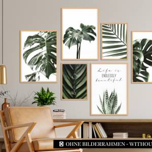 CreativeRobin Poster Set als Wohnzimmer Deko | 4x A3 + 2x A4 Wandbilder Collage » Eukalyptus & Monstera Pflanze « Bild 6