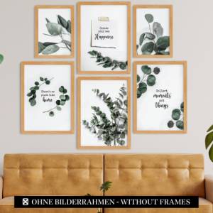 CreativeRobin Poster Set als Wohnzimmer Deko | 4x A3 + 2x A4 Wandbilder Collage » Eukalyptus & Monstera Pflanze « Bild 7