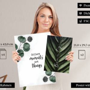 CreativeRobin Poster Set als Wohnzimmer Deko | 4x A3 + 2x A4 Wandbilder Collage » Eukalyptus & Monstera Pflanze « Bild 8