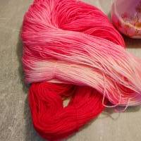 handgefärbte Sockenwolle, Sockenwolle 4-fach, pink, Hibiscus, Farbverlauf, #2305 Bild 2