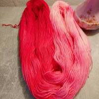 handgefärbte Sockenwolle, Sockenwolle 4-fach, pink, Hibiscus, Farbverlauf, #2305 Bild 3