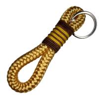 Schlüsselanhänger handgefertigt der Marke AlsterStruppi in gelb, braunes Leder, personalisiert ist möglich Bild 1