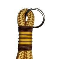 Schlüsselanhänger handgefertigt der Marke AlsterStruppi in gelb, braunes Leder, personalisiert ist möglich Bild 4