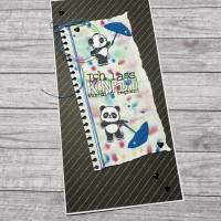 Grußkarten / Glückwunschkarten zum Geburtstag, „Ich lass Konfetti für dich regnen“, Pandabären, Kinder, Handarbeit Bild 2