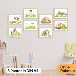 8er Poster Set von Farmtieren fürs Babyzimmer I Süße Kinderzimmer Deko mit Pferdchen, tapsigen Küken & co. Bild 3