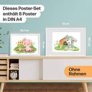 8er Poster Set von Farmtieren fürs Babyzimmer I Süße Kinderzimmer Deko mit Pferdchen, tapsigen Küken & co. Bild 7