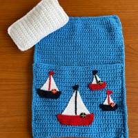 Puppenbettchen - Schlafsack für Puppen oder Teddys und andere Plüschtiere ca. 30 cm    mit  Segelboote Bild 5