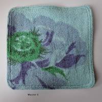 Spültuch "Frottee-Sweat" in hellblau-grün-flieder "Blumen" & grün Uni von he-ART by helen hesse Bild 6