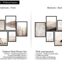 CreativeRobin Poster Set als Wohnzimmer Deko | 4x A3 + 2x A4 Wandbilder Collage | ohne Rahmen » Pampasgras Strand « Bild 2
