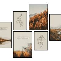 CreativeRobin Poster Set als Wohnzimmer Deko | 4x A3 + 2x A4 Wandbilder Collage | ohne Rahmen » Herbst « Bild 3