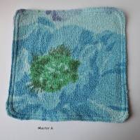 Spültuch "Frottee-Cord" in hellblau-grün-flieder "Blumen" & flieder Uni von he-ART by helen hesse Bild 2