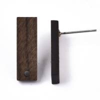 Walnuss Holz Ohrstecker rechteck 20x6,5mm, Peru Bild 3