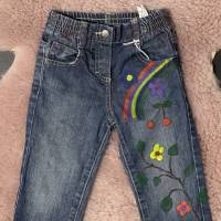 Destroyed Jeans Mädchen Jeans/Hand Painted/Vintage/Hand Bemalte/Kinder/Jeans Hose/Hand Made Bild 2