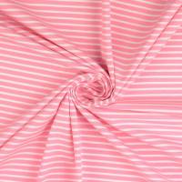 Jersey  Stoff   Kombistoff  Streifen  Gestreift  Rosa - Weiß Bild 2