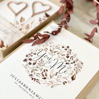 Geschenkschachtel AKINA Wunderkerzen Herzen Geldgeschenk Hochzeit mit Namen + Anhänger 'Für immer & ewig' Bild 8
