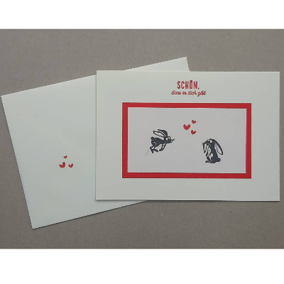 Karte, gestempelt, cremefarben, cats on appletrees, Karte mit Umschlag, Klappkarte