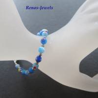 Glasperlenarmband Millefiori Glasperlen blau bunt silberfarben Perlen Armband Perlenarmband Glasarmband Handgefertigt Bild 2