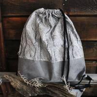 Tasche, Turnbeutel grau mit grauem Kunstlederboden Bild 1