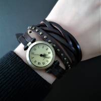 Armbanduhr, Lederuhr, Vintag-Stil, Wickeluhr Bild 1
