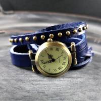 Armbanduhr, Lederuhr, Vintag-Stil, Wickeluhr Bild 5