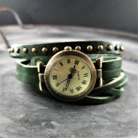 Armbanduhr, Lederuhr, Vintag-Stil, Wickeluhr Bild 6