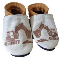 Krabbelschuhe Lauflernschuhe Schuhe Bagger Leder personalisiert Bild 3