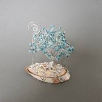 Lebensbaum als Foto Baum in Blau - Perlenbaum - Drahtbaum als Deko für zu Hause Bild 3