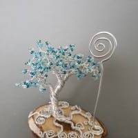 Lebensbaum als Foto Baum in Blau - Perlenbaum - Drahtbaum als Deko für zu Hause Bild 6