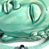 gestricktes PAPIER Collier in Eisblau / Grau mit Keramik Slider und Edelstahl Magnetverschluss Bild 4